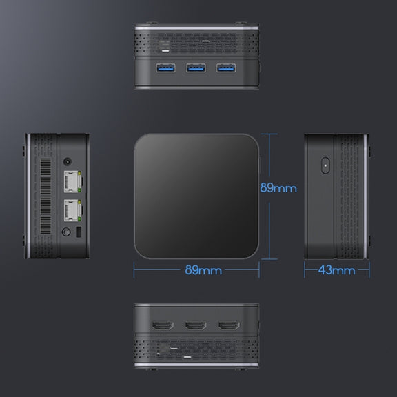 T9 Plus N100 DDR5 8G+0G UK Plug 12th Alder Lake Dual Gigabit LAN+3 HDMI 4K HD Pocket Mini PC