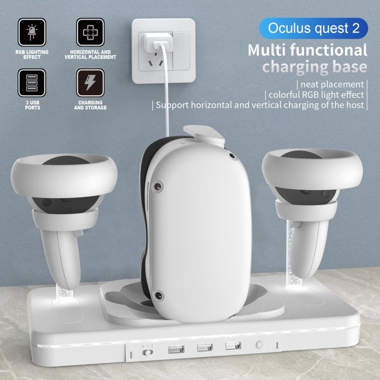 For Meta Quest 2 Desktop Bracket VR Glasses Wireless Charger Colorful Light Emitting Base(White) - VR Accessories by PMC TechLife | Online Shopping South Africa | PMC TechLife | Buy Now Pay Later Mobicred
