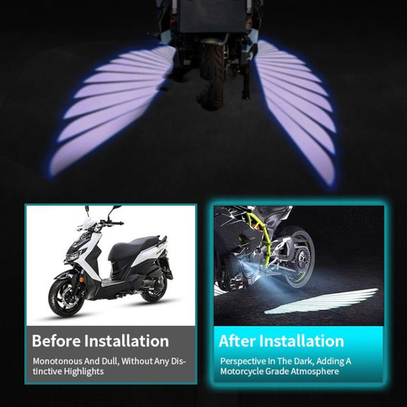 1pair Motorcycle Angel Wings Welcome Light LED Chassis Modified Wings Projector Light(White)