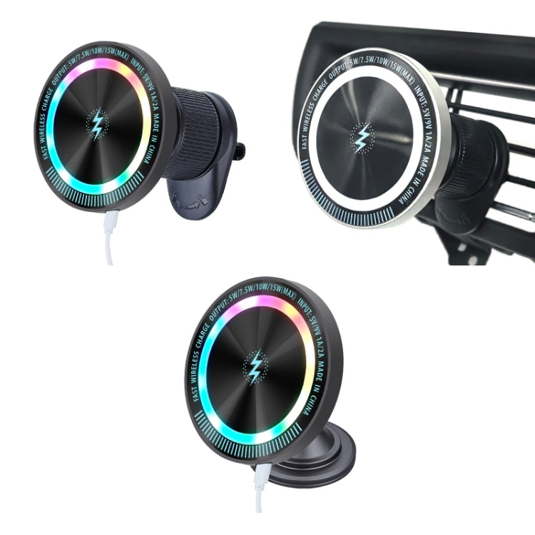 Magsafe 15W Magnetic Colorful Light Wireless Charging Mobile Phone Holder, Color: A9 Adhesive Dark Gray - Wireless Charger Holders by PMC TechLife | Online Shopping South Africa | PMC TechLife | Buy Now Pay Later Mobicred