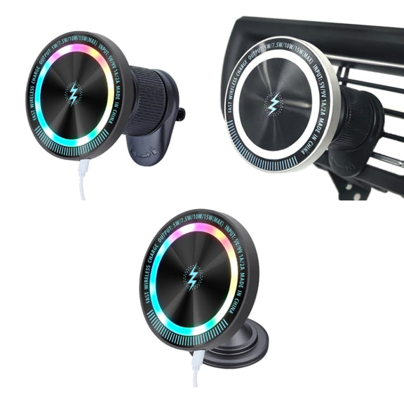 Magsafe 15W Magnetic Colorful Light Wireless Charging Mobile Phone Holder, Color: A9 Adhesive Dark Gray