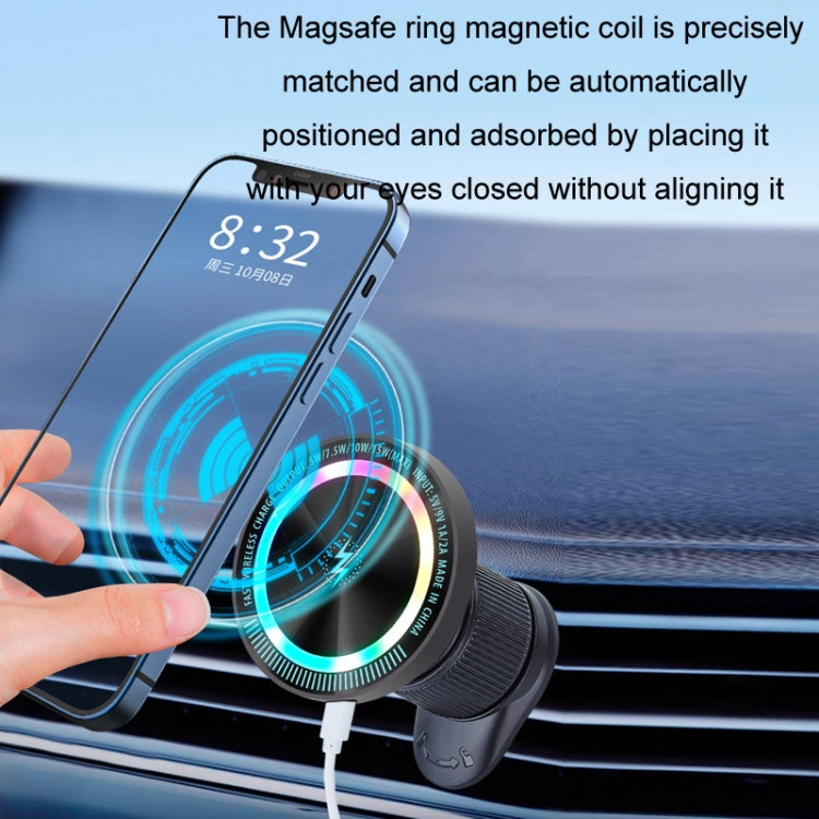 Magsafe 15W Magnetic Colorful Light Wireless Charging Mobile Phone Holder, Color: A9 Adhesive Dark Gray