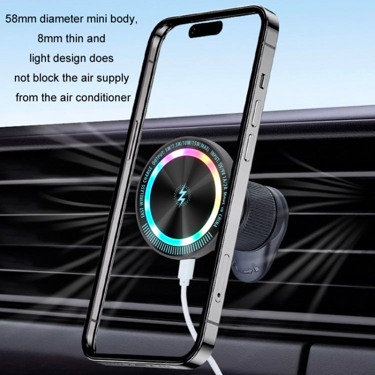 Magsafe 15W Magnetic Colorful Light Wireless Charging Mobile Phone Holder, Color: A9 Air Outlet Dark Gray - Wireless Charger Holders by PMC TechLife | Online Shopping South Africa | PMC TechLife | Buy Now Pay Later Mobicred