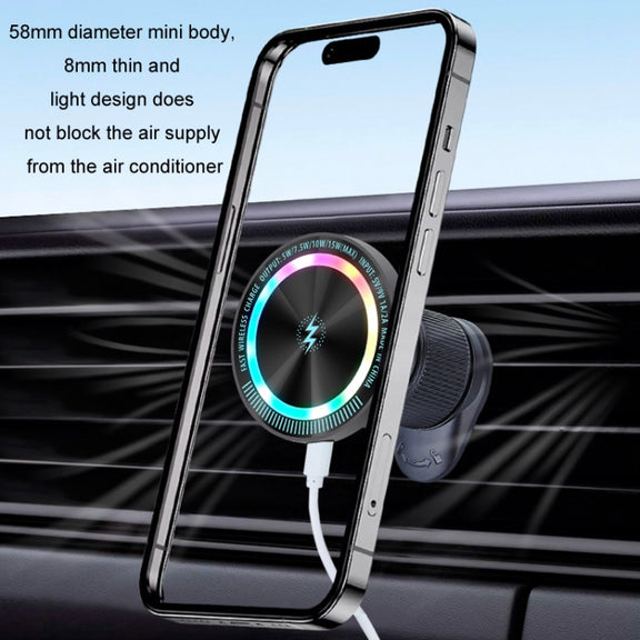 Magsafe 15W Magnetic Colorful Light Wireless Charging Mobile Phone Holder, Color: A9 Adhesive Dark Gray