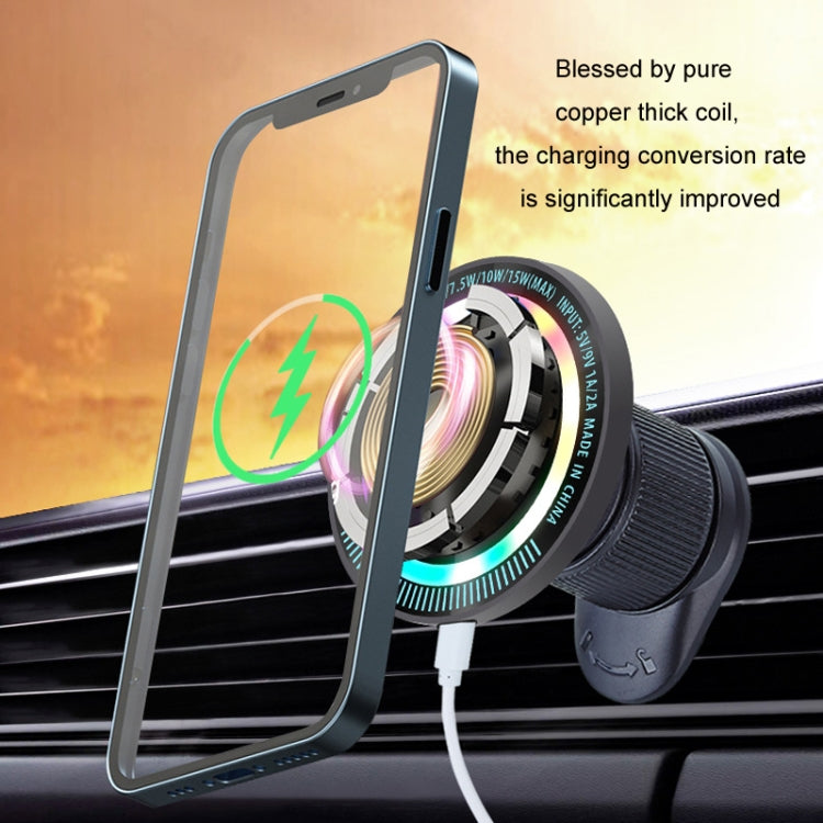 Magsafe 15W Magnetic Colorful Light Wireless Charging Mobile Phone Holder, Color: A9 Adhesive Dark Gray
