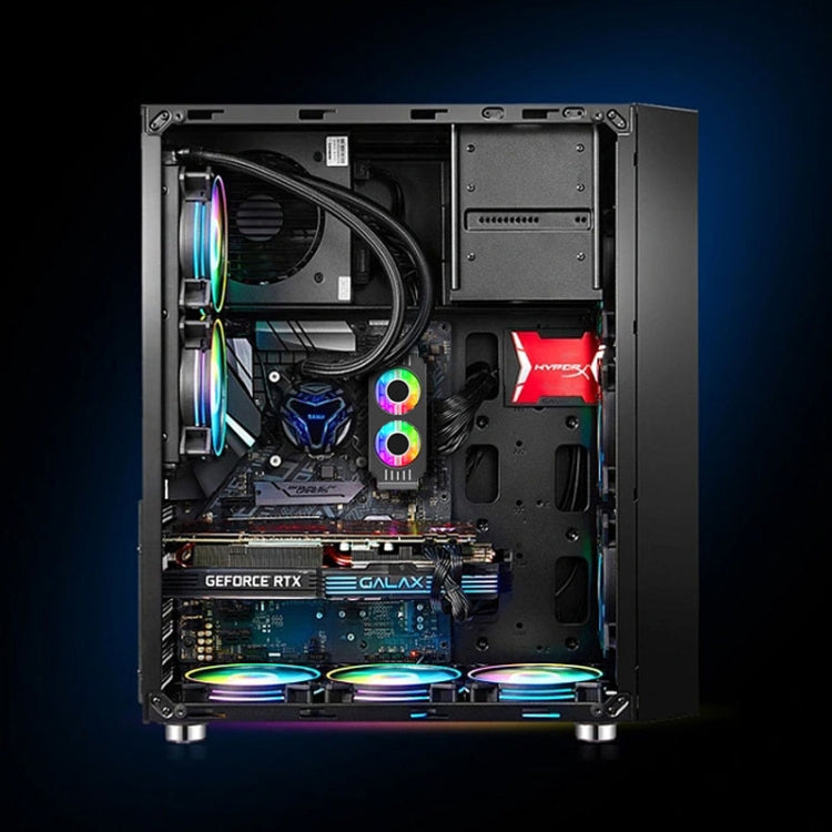 Desktop ARGB Memory Cooler PWM Temperature Control Dual Fan, For DDR / DDR2 / DDR3 / DDR4 / DDR5(Black) - Fan Cooling by PMC Jewellery | Online Shopping South Africa | PMC Jewellery | Buy Now Pay Later Mobicred