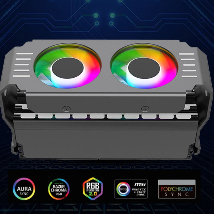 Desktop ARGB Memory Cooler PWM Temperature Control Dual Fan, For DDR / DDR2 / DDR3 / DDR4 / DDR5(Black) - Fan Cooling by PMC Jewellery | Online Shopping South Africa | PMC Jewellery | Buy Now Pay Later Mobicred