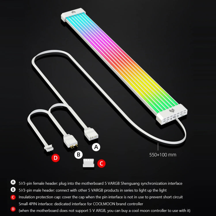 AOSOR AL300 Computer Glow Line ARGB Neon Cable Motherboard Chassis Light Strip Light Board Decoration(White) - free shipping - PMC Jewellery - Order now!