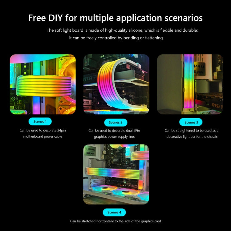 AOSOR Al200 Neon Cable Computer Motherboard Graphics Card Glow Board Power Supply Line Decoration(White) - free shipping - PMC Jewellery - Order now!