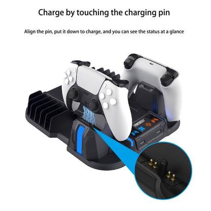 For Sony PS5 Slim PGTECH GP-521 Handle Charging Base Host Cooling Rack With Disc Rack(Black) - free shipping - PMC Jewellery - Order now!