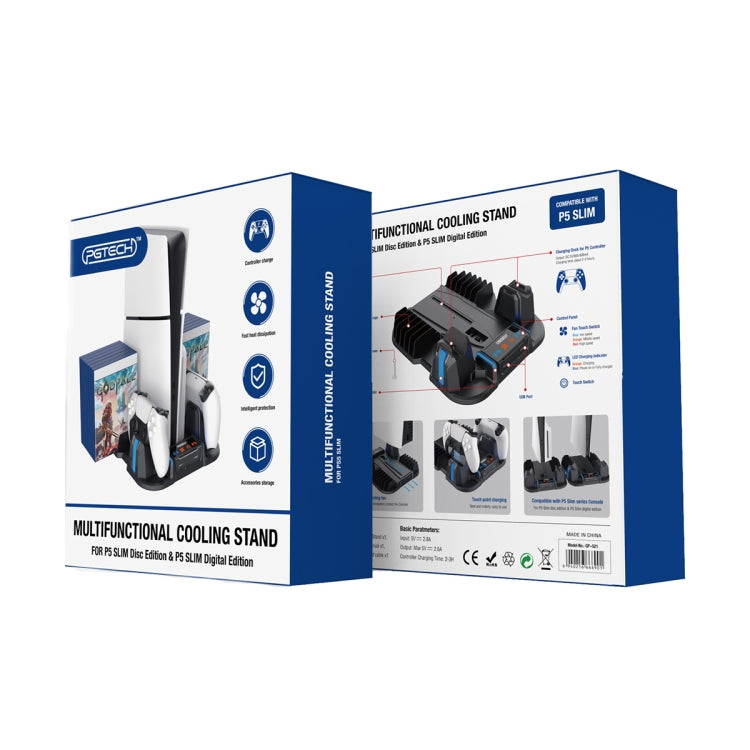 For Sony PS5 Slim PGTECH GP-521 Handle Charging Base Host Cooling Rack With Disc Rack(Black) - free shipping - PMC Jewellery - Order now!