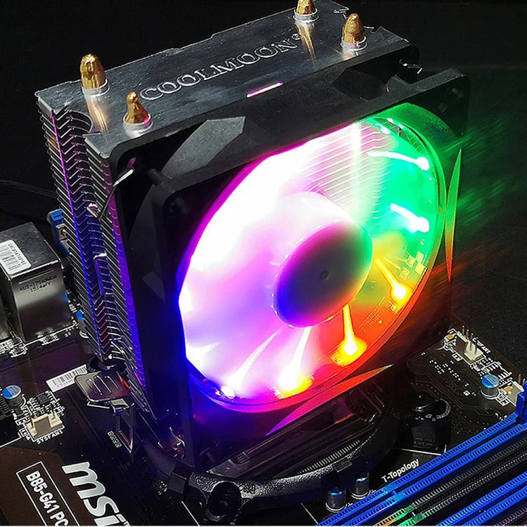 COOLMOON Frost Double Copper Tube CPU Fan Desktop PC Illuminated Silent AMD Air-Cooled Cooler, Style: P2 Streamline Edition Single Fan
