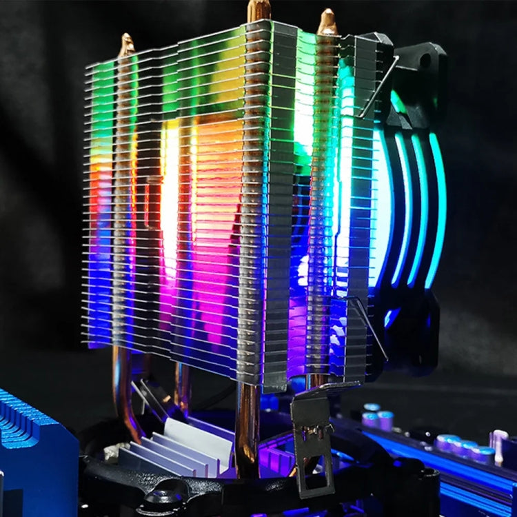 COOLMOON Frost Double Copper Tube CPU Fan Desktop PC Illuminated Silent AMD Air-Cooled Cooler, Style: P2 Streamline Edition Single Fan
