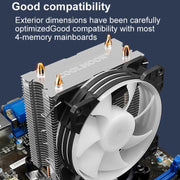 COOLMOON Frost Double Copper Tube CPU Fan Desktop PC Illuminated Silent AMD Air-Cooled Cooler, Style: P2 Streamline Edition Single Fan