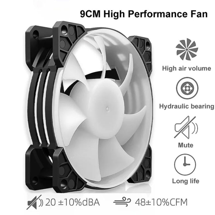 COOLMOON Frost Double Copper Tube CPU Fan Desktop PC Illuminated Silent AMD Air-Cooled Cooler, Style: P2 Streamline Edition Single Fan