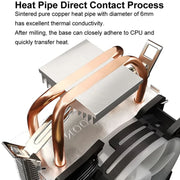 COOLMOON Frost Double Copper Tube CPU Fan Desktop PC Illuminated Silent AMD Air-Cooled Cooler, Style: P2 Streamline Edition Single Fan