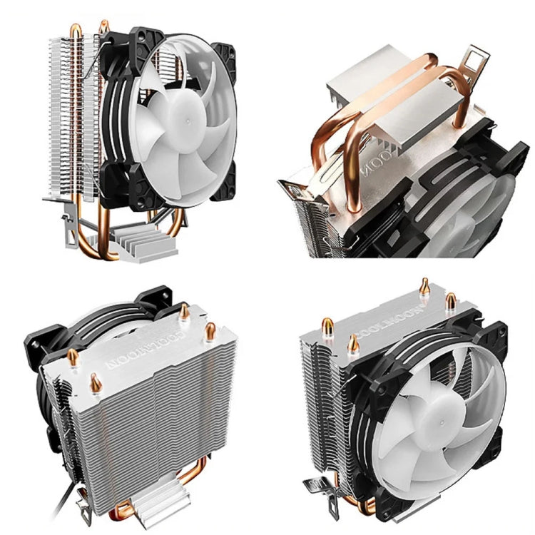 COOLMOON Frost Double Copper Tube CPU Fan Desktop PC Illuminated Silent AMD Air-Cooled Cooler, Style: P2 Streamline Edition Single Fan