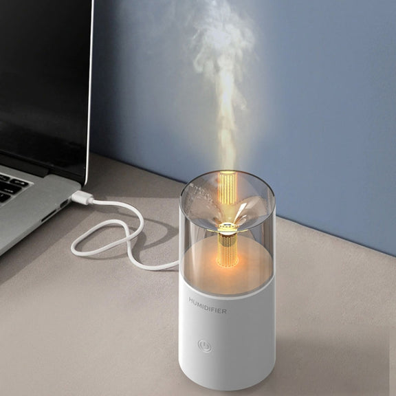 Candle Flame Aromatherapy Diffuser Automatic Scent Sprayer Mini Ambiance Candle Light Humidifier(129 White)