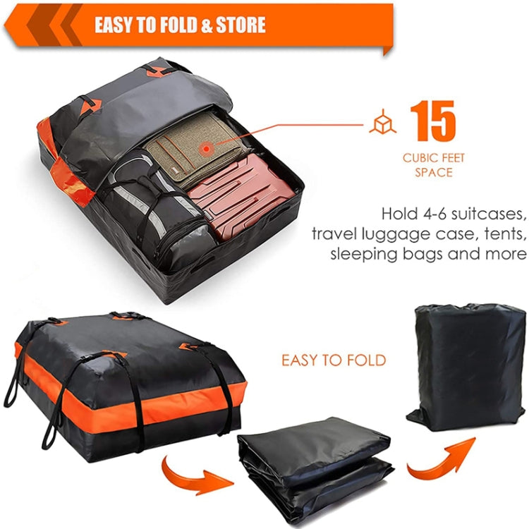 15 Cubic Feet Waterproof Car Roof Storage Luggage Bag(Black) - Roof Racks by PMC TechLife | Online Shopping South Africa | PMC TechLife | Buy Now Pay Later Mobicred