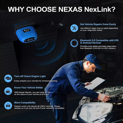 Nexas Bluetooth 5.0 OBD2 Diagnostic Scanner For IOS/Android - free shipping - PMC Jewellery - Order now!