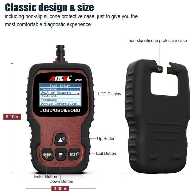 Ancel JOBD+EOBD/OBD-II Car Error Code Diagnostic scanner - free shipping - PMC Jewellery - Order now!