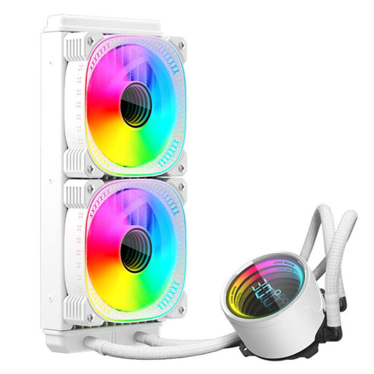 COOLMOON CM-YM-240T Digital ARGB Lens Edition Integrated Water Cooling CPU Cooler Temperature Display CPU Fan(White) - free shipping - PMC Jewellery - Order now!