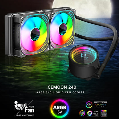 COOLMOON CM-YM-240T Digital ARGB Lens Edition Integrated Water Cooling CPU Cooler Temperature Display CPU Fan(White) - free shipping - PMC Jewellery - Order now!