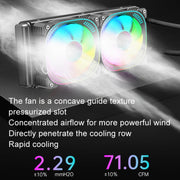 COOLMOON CM-YM-240T Digital ARGB Lens Edition Integrated Water Cooling CPU Cooler Temperature Display CPU Fan(White)