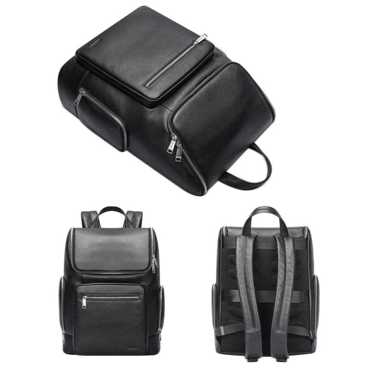 Bopai 61-122431 Large-capacity First-layer Cowhide Business Waterproof Laptop Backpack(Black) - free shipping - PMC Jewellery - Order now!