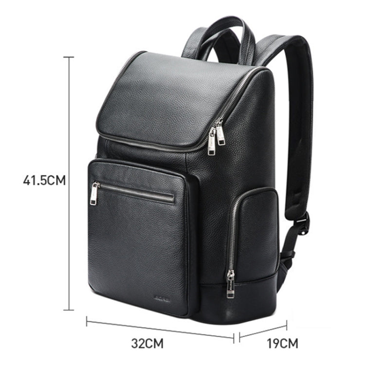 Bopai 61-122431 Large-capacity First-layer Cowhide Business Waterproof Laptop Backpack(Black) - free shipping - PMC Jewellery - Order now!