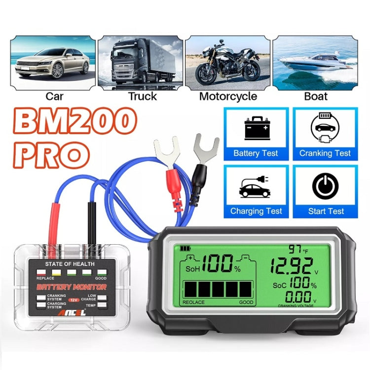 ANCEL 12V LED Car Battery Tester SOH/SOC Rechargeable Battery Analysis Tool - free shipping - PMC Jewellery - Order now!