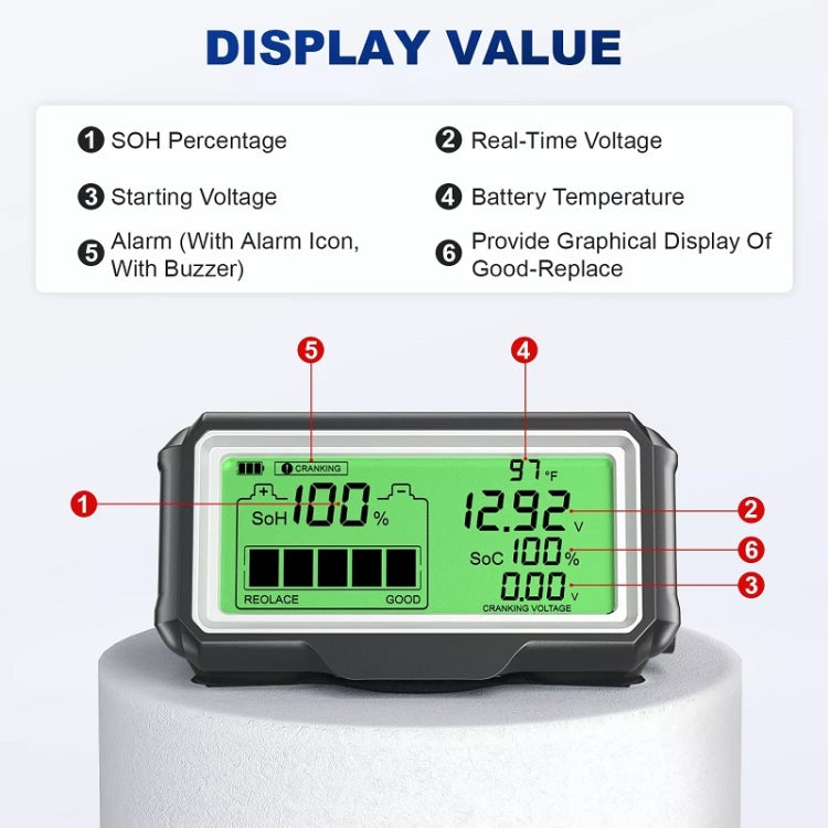ANCEL 12V LED Car Battery Tester SOH/SOC Rechargeable Battery Analysis Tool - free shipping - PMC Jewellery - Order now!