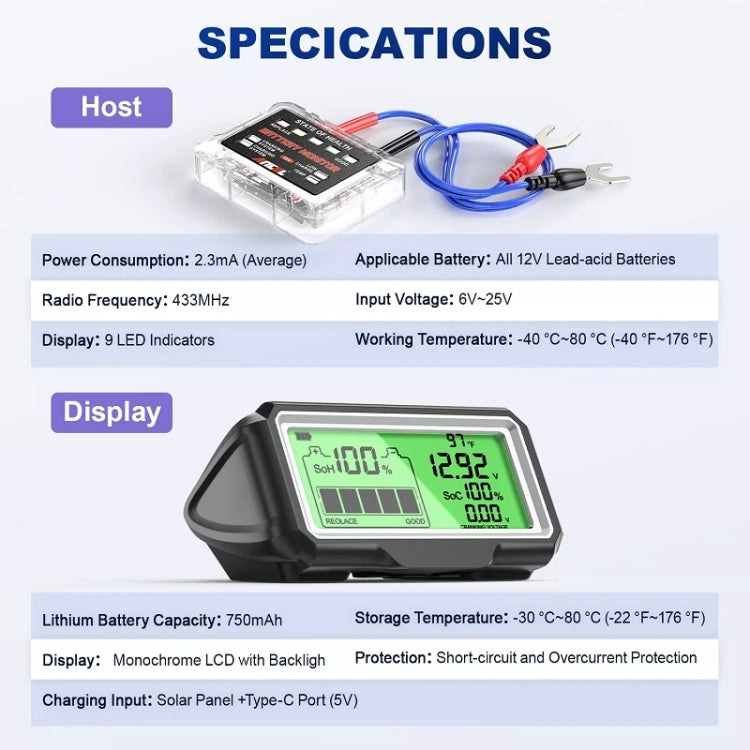 ANCEL 12V LED Car Battery Tester SOH/SOC Rechargeable Battery Analysis Tool - free shipping - PMC Jewellery - Order now!