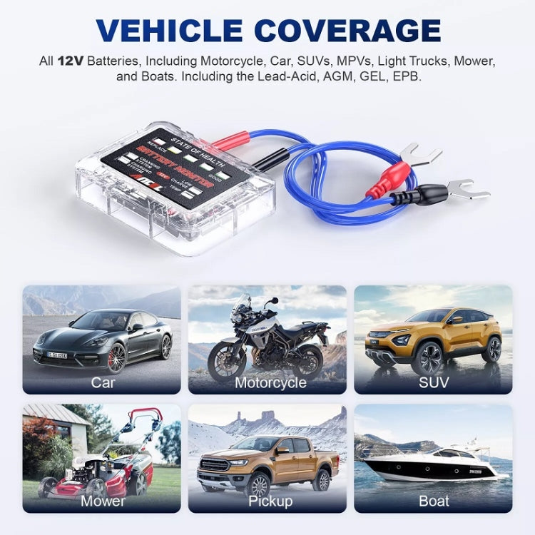 ANCEL 12V LED Car Battery Tester SOH/SOC Rechargeable Battery Analysis Tool - free shipping - PMC Jewellery - Order now!