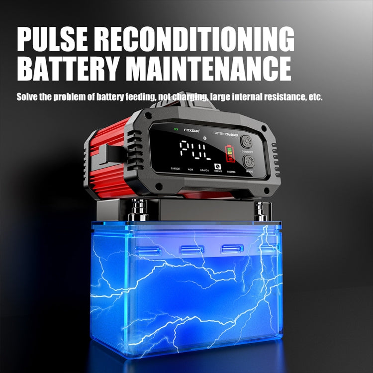 FOXSUR 25A 12V/24V Portable High-Power Car Ship Motorcycle Charger(UK Plug)