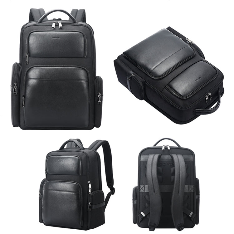 Bopai 61-125031 Large-capacity First-layer Cowhide Business Laptop Backpack With USB+Type-C Port(Black) - free shipping - PMC Jewellery - Order now!