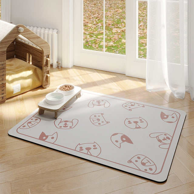 Pet Floor Mat Anti-Tear And Bite Absorbent Feeding Mat Sleeping Anti-Slip Dog Nest Pad, Style: Dogs Party Light Gray(50x70cm)