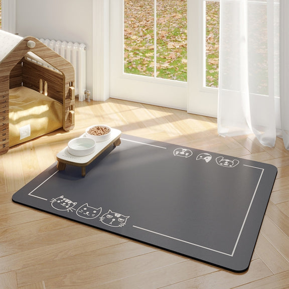 Pet Floor Mat Anti-Tear And Bite Absorbent Feeding Mat Sleeping Anti-Slip Dog Nest Pad, Style: Cats And Dogs Deep Gray(50x70cm)