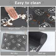 Pet Floor Mat Anti-Tear And Bite Absorbent Feeding Mat Sleeping Anti-Slip Dog Nest Pad, Style: Cats Paradise Light Gray(50x70cm)