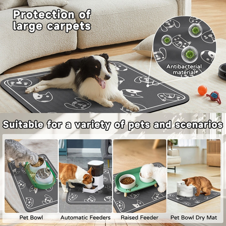 Pet Floor Mat Anti-Tear And Bite Absorbent Feeding Mat Sleeping Anti-Slip Dog Nest Pad, Style: Cats And Dogs Light Gray(50x70cm)