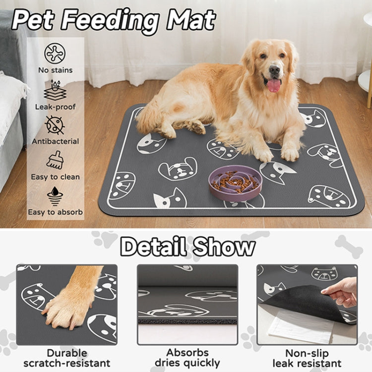 Pet Floor Mat Anti-Tear And Bite Absorbent Feeding Mat Sleeping Anti-Slip Dog Nest Pad, Style: Cats Paradise Light Gray(50x70cm)
