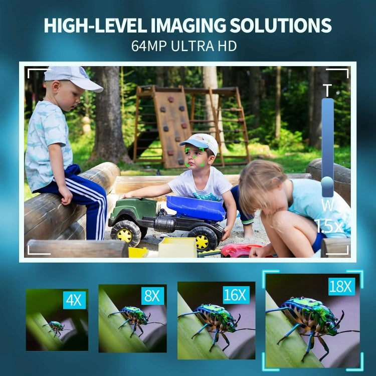 2.8-Inch Display Digital Camera 64MP 4K HD Camcorder With 18x Digital Zoom(White) - Video Cameras by PMC TechLife | Online Shopping South Africa | PMC TechLife | Buy Now Pay Later Mobicred