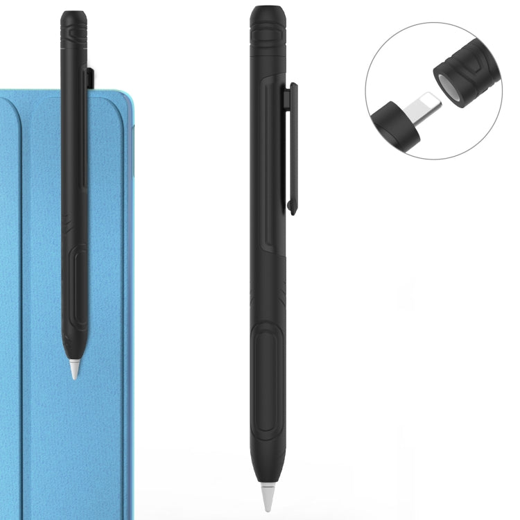 For Apple Pencil 1 AhaStyle PT141 Triple Defense Pen Clip Silicone Protective Case(Midnight Blue)