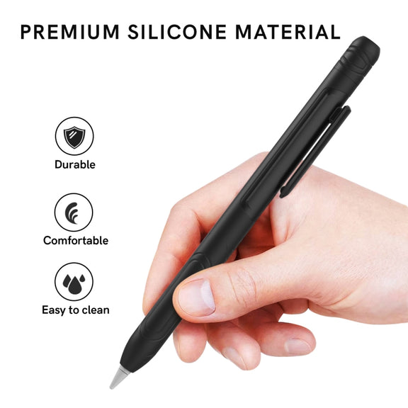 For Apple Pencil 1 AhaStyle PT141 Triple Defense Pen Clip Silicone Protective Case(Wine Red)