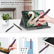 For Apple Pencil 1 AhaStyle PT141 Triple Defense Pen Clip Silicone Protective Case(Wine Red)
