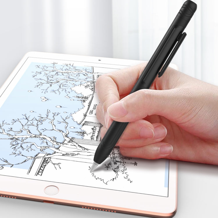 For Apple Pencil 1 AhaStyle PT141 Triple Defense Pen Clip Silicone Protective Case(Wine Red)
