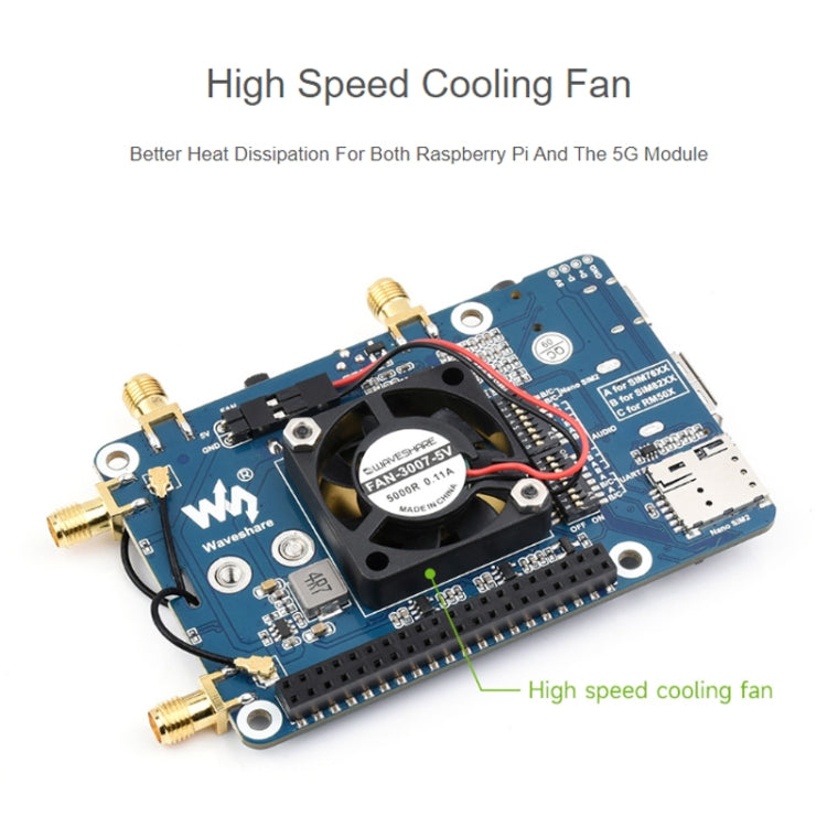 Waveshare SIM8262E-M2 5G HAT For Raspberry Pi, Quad Antennas 5G NSA, 5G/4G/3G Compatible(23254) - free shipping - PMC Jewellery - Order now!
