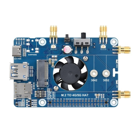 Waveshare SIM8262E-M2 5G HAT For Raspberry Pi, Quad Antennas 5G NSA, 5G/4G/3G Compatible(23254)