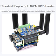 Waveshare SIM8262E-M2 5G HAT For Raspberry Pi, Quad Antennas 5G NSA, 5G/4G/3G Compatible(23254)