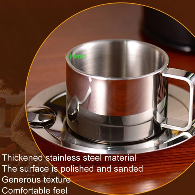 304 Stainless Steel 3 In 1 Double Layer Coffee Cup With Dish and Spoon Heat Insulation and Anti-Scald Milk Tea Mug(Stainless Steel Color) - Vacuum Thermoses & Cups by PMC TechLife | Online Shopping South Africa | PMC TechLife | Buy Now Pay Later Mobicred